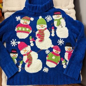 Blue Snowmen Sweater